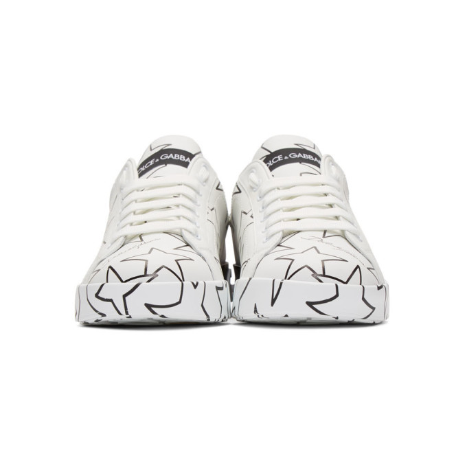 DOLCE & GABBANA DOLCE AND GABBANA WHITE MILLENNIAL STAR PORTOFINO SNEAKERS