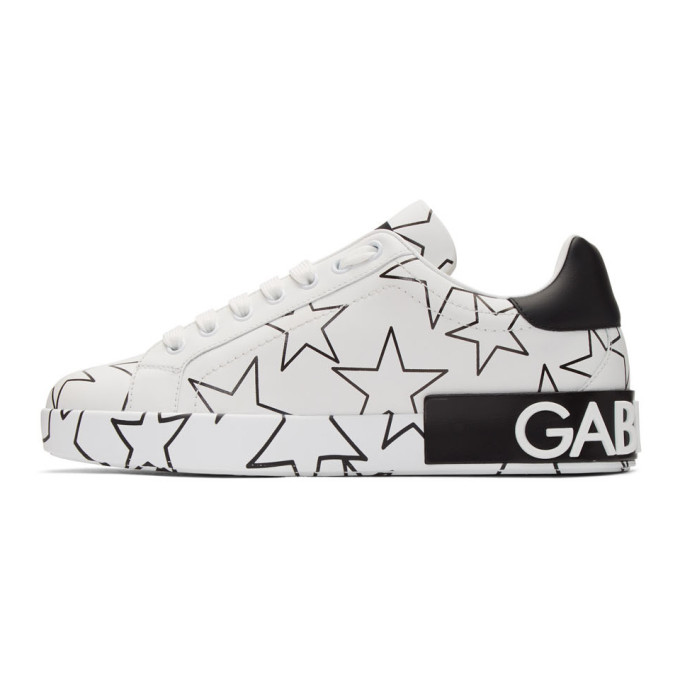 DOLCE & GABBANA DOLCE AND GABBANA WHITE MILLENNIAL STAR PORTOFINO SNEAKERS