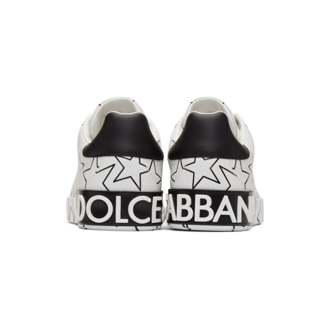 DOLCE & GABBANA DOLCE AND GABBANA WHITE MILLENNIAL STAR PORTOFINO SNEAKERS