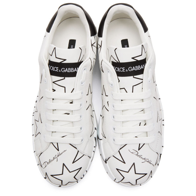 DOLCE & GABBANA DOLCE AND GABBANA WHITE MILLENNIAL STAR PORTOFINO SNEAKERS
