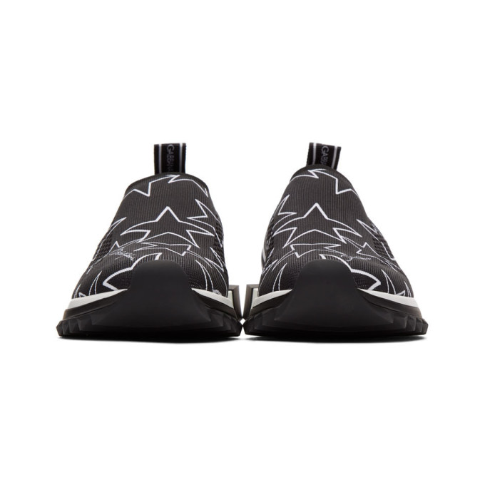 DOLCE & GABBANA DOLCE AND GABBANA BLACK MILLENNIAL STAR SORRENTO SLIP-ON SNEAKERS