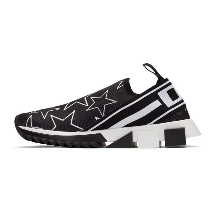 DOLCE & GABBANA DOLCE AND GABBANA BLACK MILLENNIAL STAR SORRENTO SLIP-ON SNEAKERS