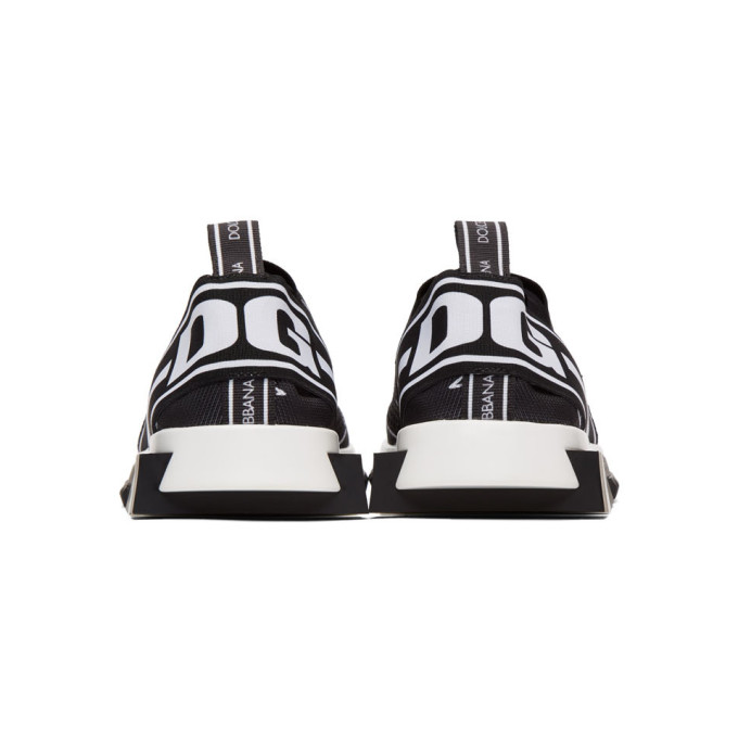 DOLCE & GABBANA DOLCE AND GABBANA BLACK MILLENNIAL STAR SORRENTO SLIP-ON SNEAKERS