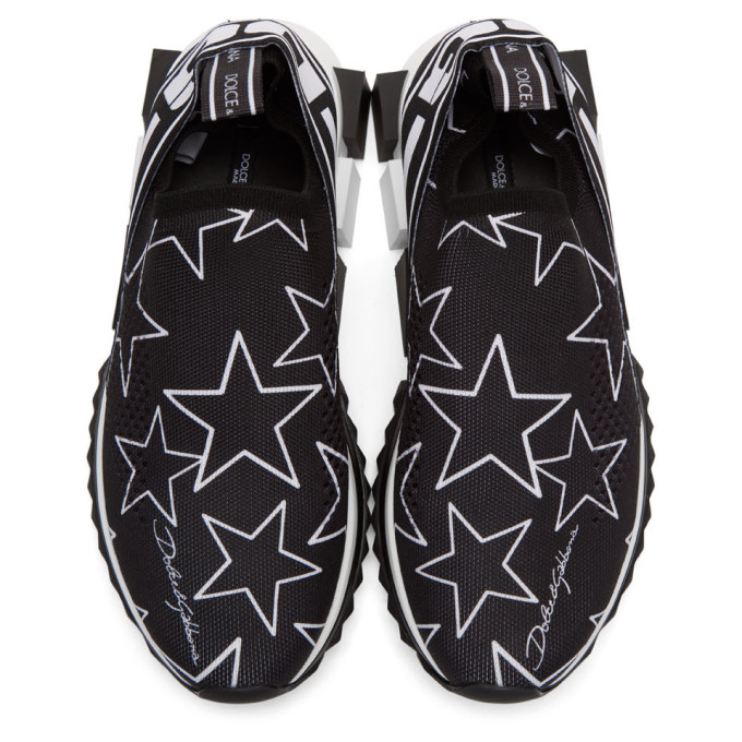 DOLCE & GABBANA DOLCE AND GABBANA BLACK MILLENNIAL STAR SORRENTO SLIP-ON SNEAKERS