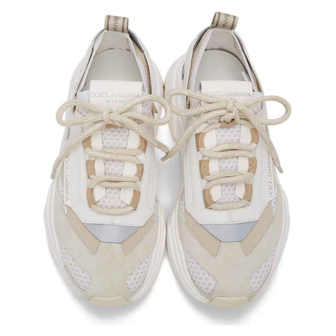 DOLCE & GABBANA DOLCE AND GABBANA BEIGE STRETCH KNIT DAYMASTER SNEAKERS