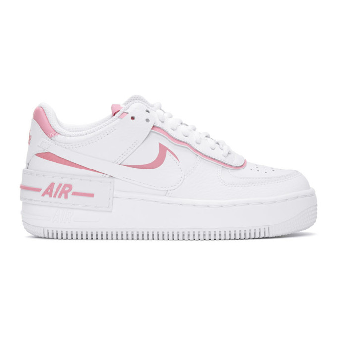 NIKE White & Pink Air Force 1 Shadow Sneakers