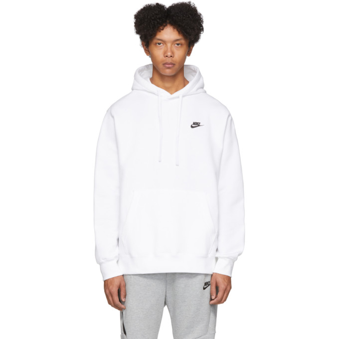 Click to view more detailed imagery on our partner's website Nike White Fleece Sportswear Club Hoodie In 100 White