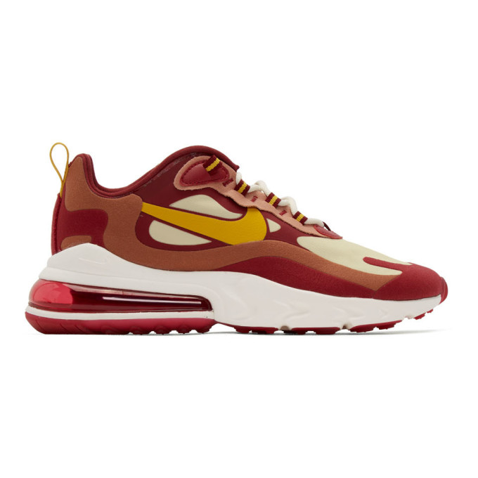 NIKE RED & YELLOW AIR MAX 270 REACT SNEAKERS