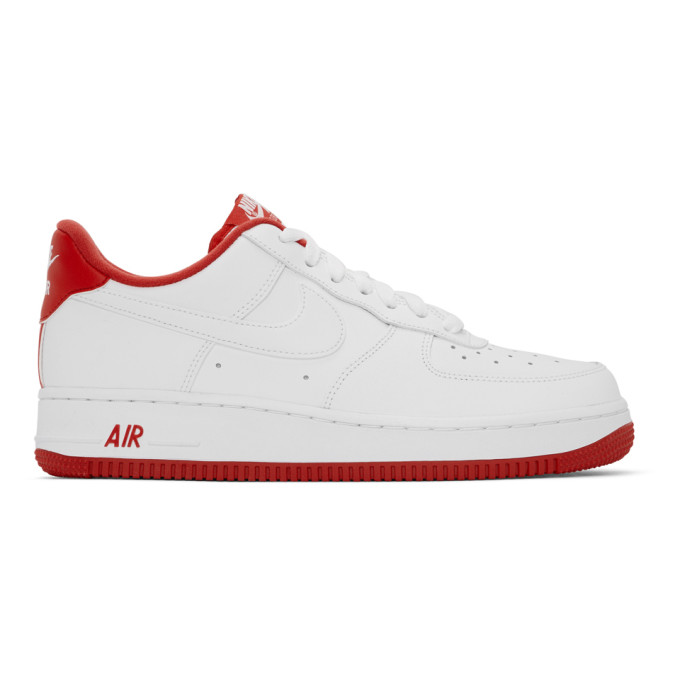 Nike White and Red Air Force 1 07 Sneakers