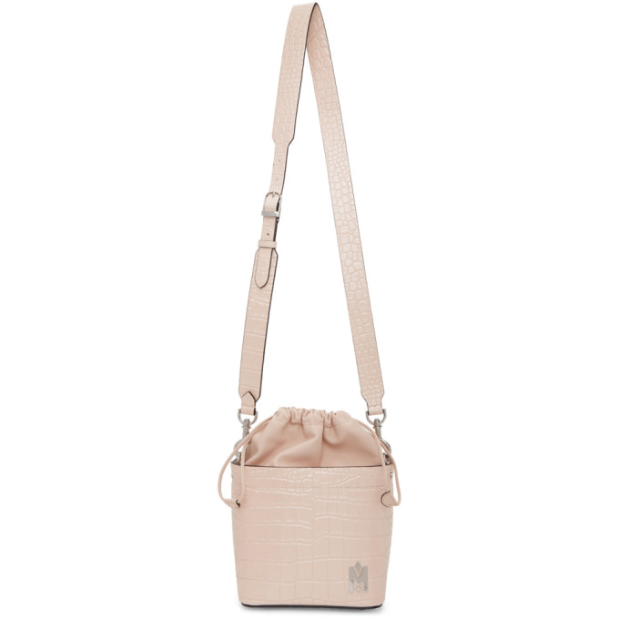 Mackage Pink Croc Liya Bucket Bag In Lt Pink/ Ni