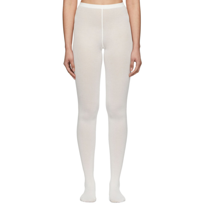 WOLFORD OFF-WHITE COTTON VELVET TIGHTS