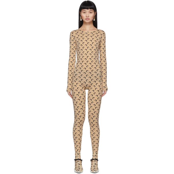 Marine Serre Tan Iconic Moon Catsuit In 70 Tan | ModeSens