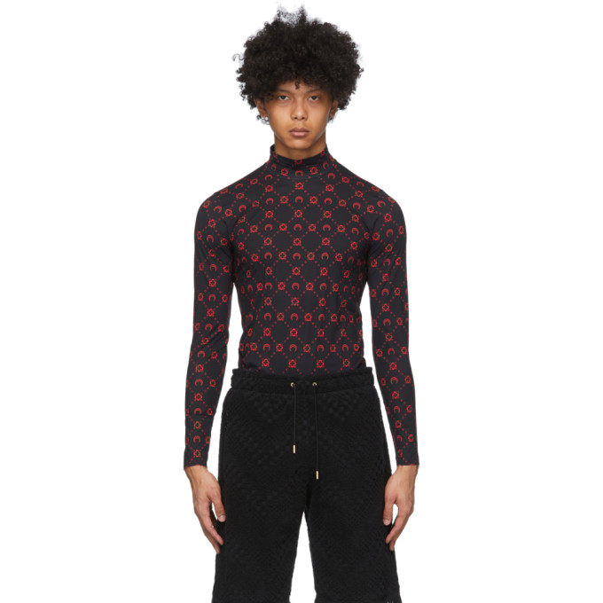 MARINE SERRE MARINE SERRE BLACK MOON MONOGRAM SECOND SKIN TURTLENECK