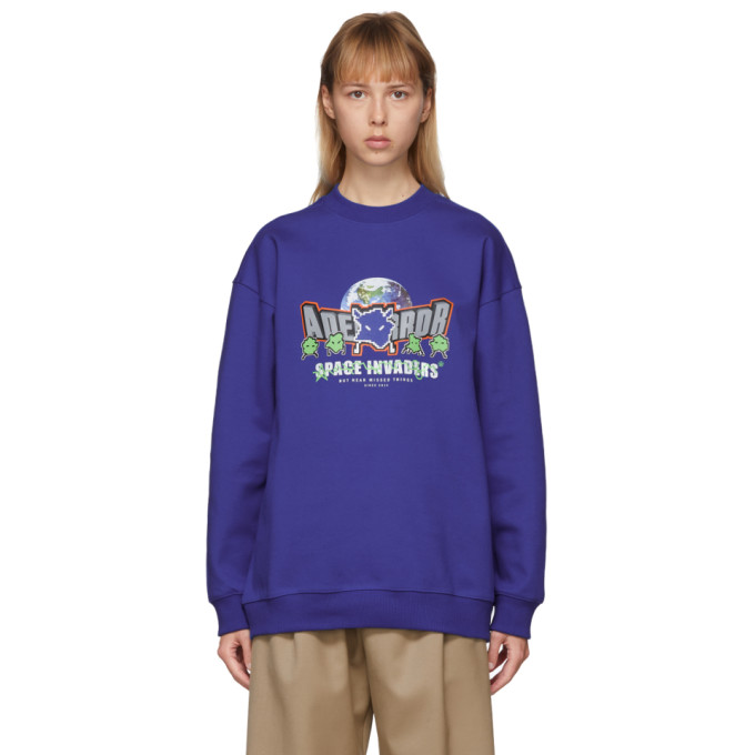 Ader Error Blue Rangers Sweatshirt In Blue Blue