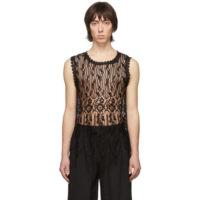 Palomo Spain Black Lace Tank Top