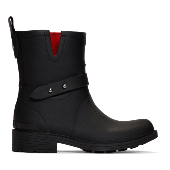 rag and bone Black Moto Rain Boots