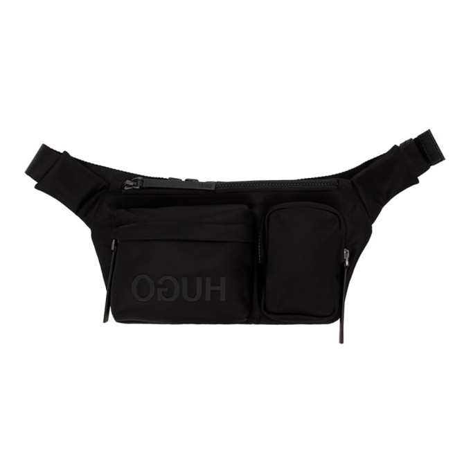 Hugo Black Record Waist Bag In 001 Black