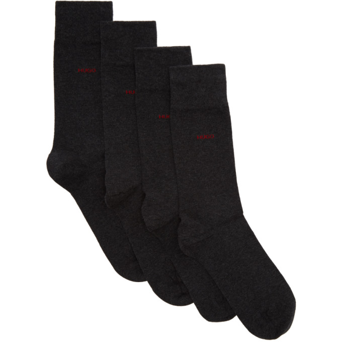 Hugo Two Pack Grey Logo Socks