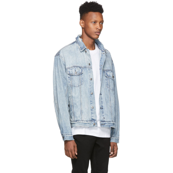 KSUBI KSUBI BLUE DENIM OH G ACID TRIP TRASH JACKET
