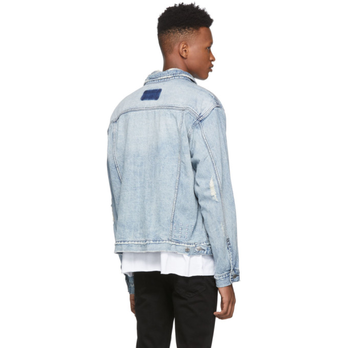 KSUBI KSUBI BLUE DENIM OH G ACID TRIP TRASH JACKET