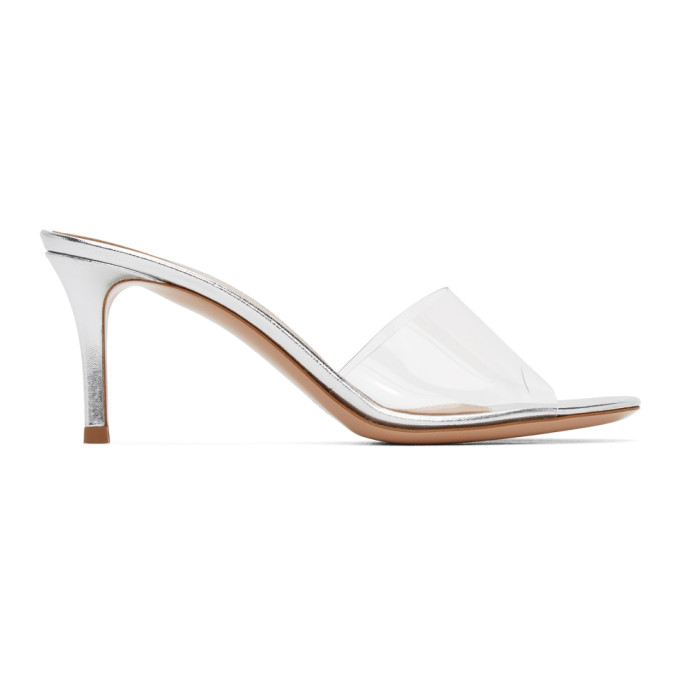 Buy Gianvito Rossi Silver Glass Heeled Sandals Online | Shoe Trove