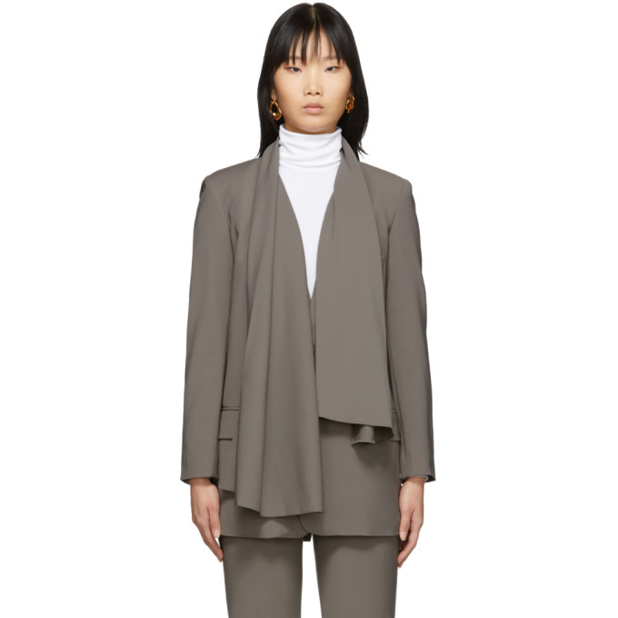 Click to view more detailed imagery on our partner's website Tibi Grey Wool Scarf Blazer In Cement