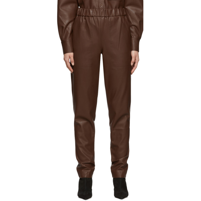 Click to view more detailed imagery on our partner's website Tibi Faux Leather Jogger Pants In Brown