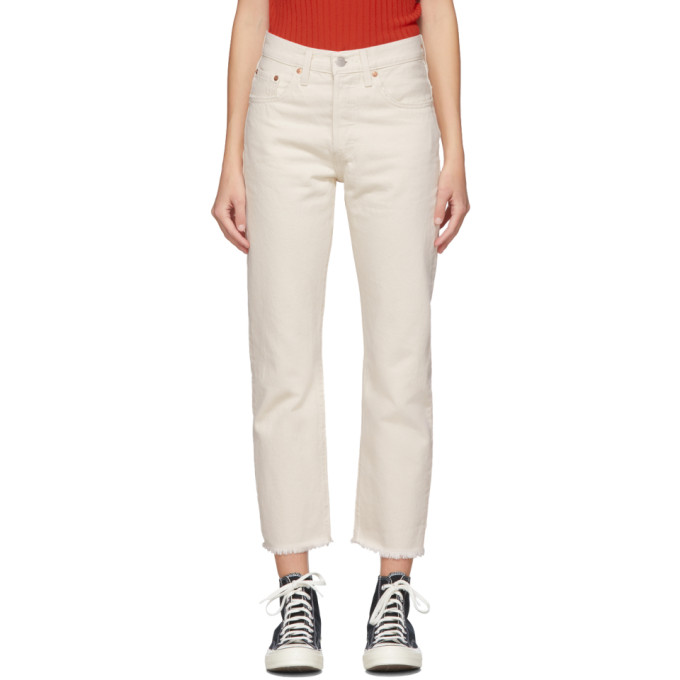 levi's cropped white jeans