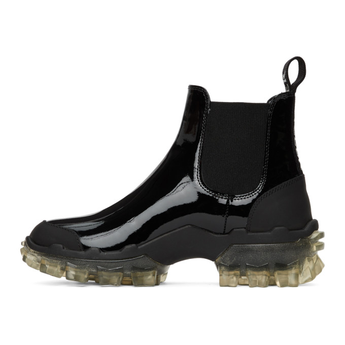 Moncler Hanya Patent-leather Chelsea Rain Boots In Black | ModeSens