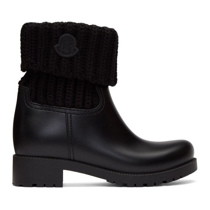 MONCLER BLACK KNIT GINETTE BOOTS