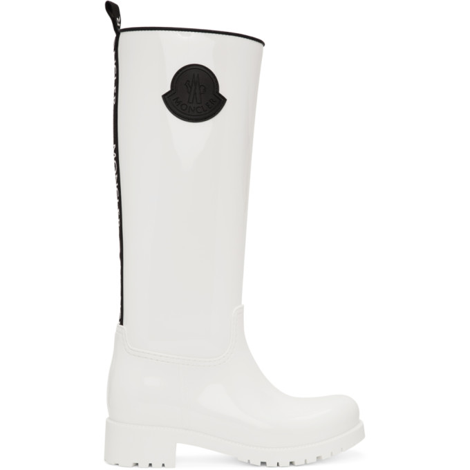 MONCLER WHITE RUBBER GINGER TALL BOOTS