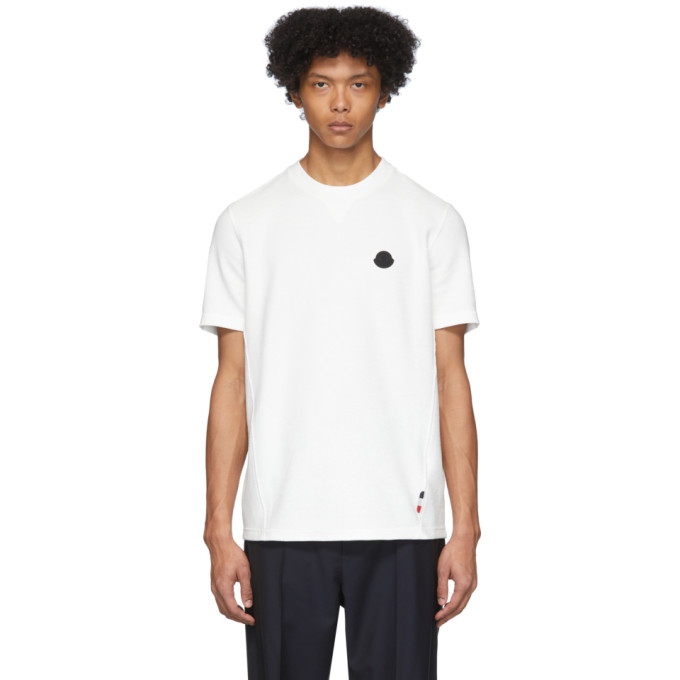 MONCLER MONCLER WHITE KNIT LOGO T-SHIRT