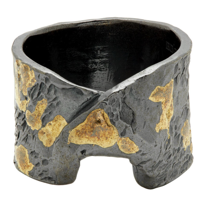 CHIN TEO CHIN TEO SILVER AND GOLD STIGMA RING