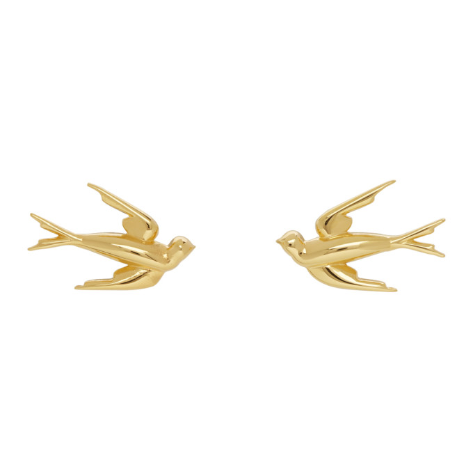 MCQ BY ALEXANDER MCQUEEN MCQ ALEXANDER MCQUEEN GOLD SWALLOW STUD EARRINGS