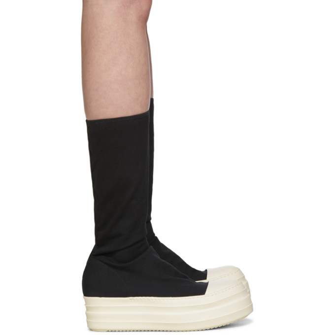 RICK OWENS DRKSHDW RICK OWENS DRKSHDW BLACK CANVAS DOUBLE BUMPER SOCK BOOTS