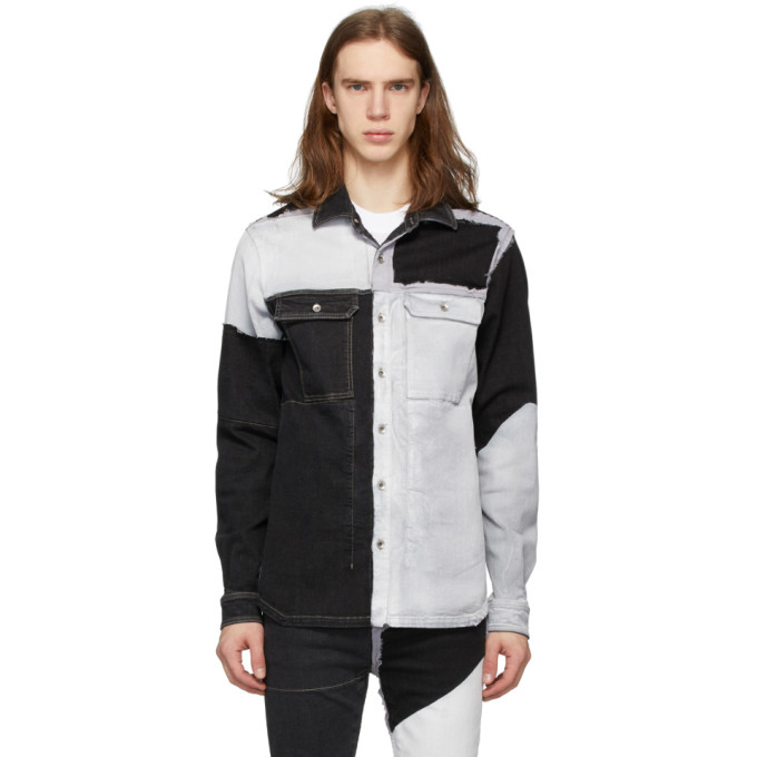 RICK OWENS DRKSHDW RICK OWENS DRKSHDW BLACK AND GREY DENIM OUTER SHIRT