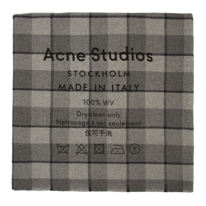 ACNE STUDIOS ACNE STUDIOS GREY CHECK LOGO SCARF