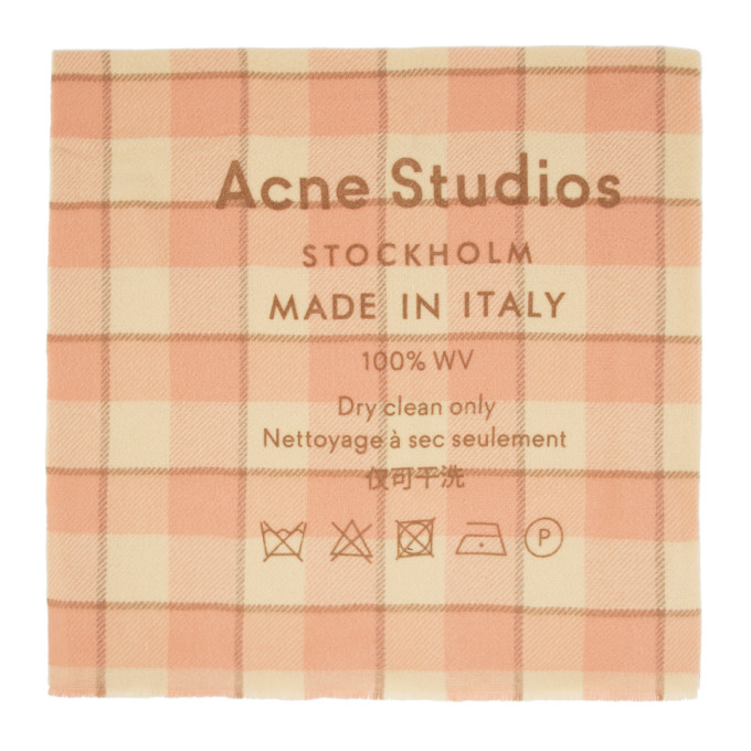 ACNE STUDIOS Pink Check Logo Scarf