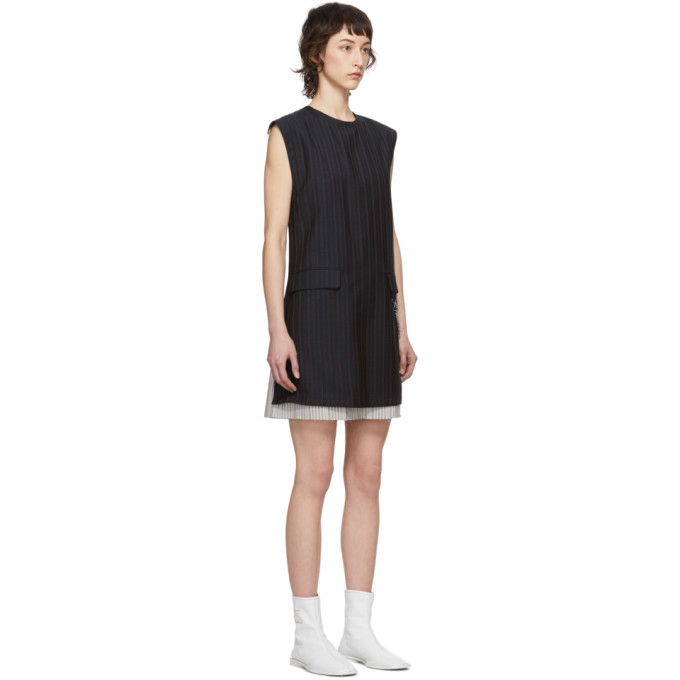 ACNE STUDIOS ACNE STUDIOS NAVY WOOL PINSTRIPE DRESS