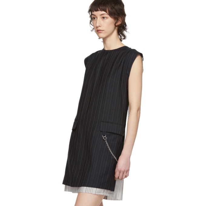 ACNE STUDIOS ACNE STUDIOS NAVY WOOL PINSTRIPE DRESS