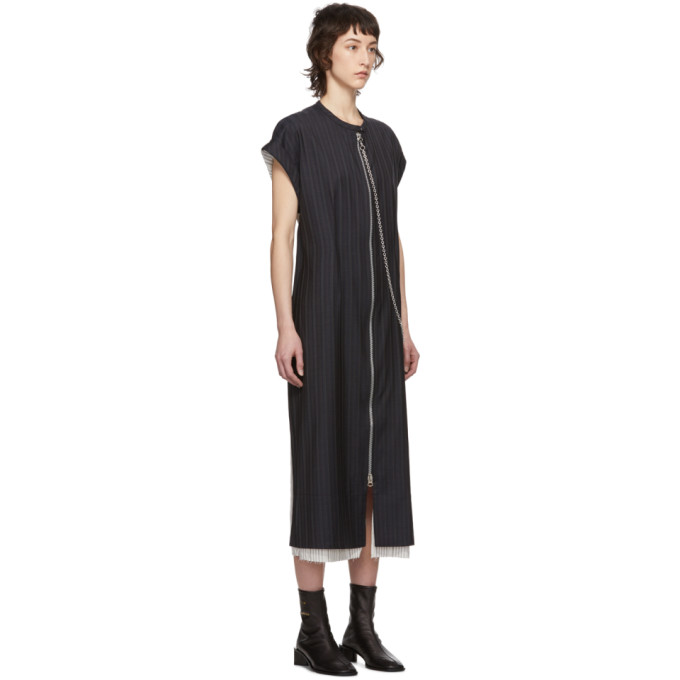 ACNE STUDIOS ACNE STUDIOS NAVY WOOL PINSTRIPE ZIP-FRONT DRESS