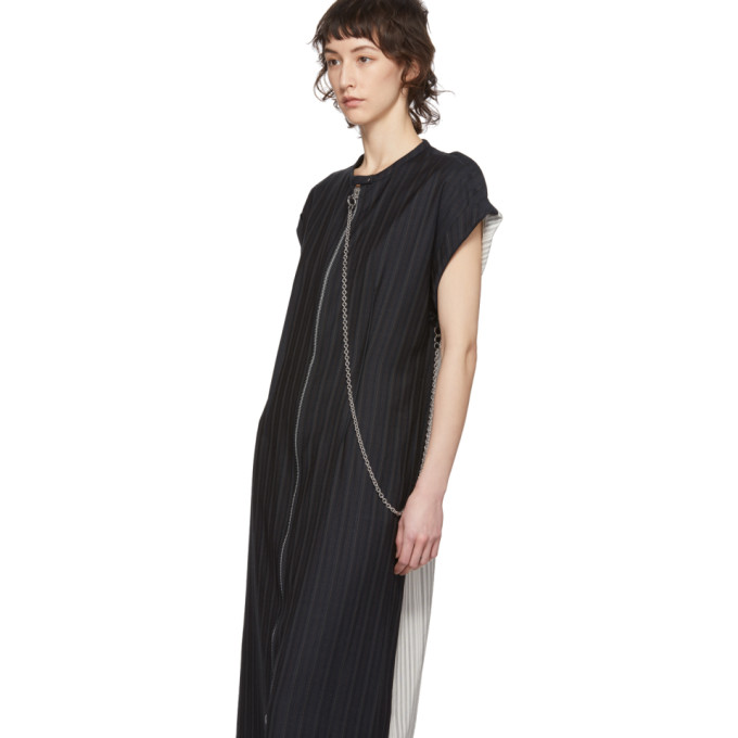 ACNE STUDIOS ACNE STUDIOS NAVY WOOL PINSTRIPE ZIP-FRONT DRESS