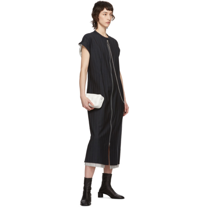 ACNE STUDIOS ACNE STUDIOS NAVY WOOL PINSTRIPE ZIP-FRONT DRESS