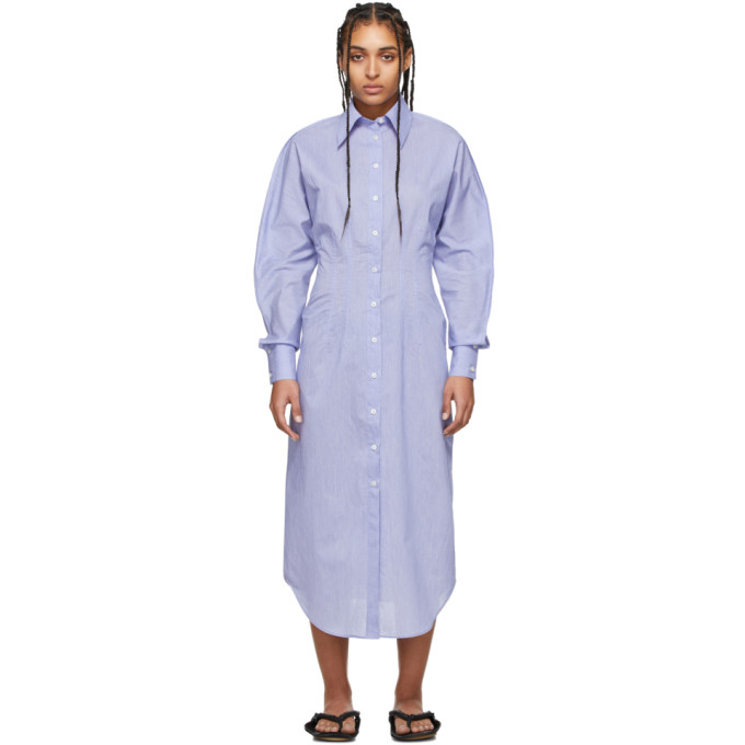 ACNE STUDIOS ACNE STUDIOS BLUE CINCHED SHIRT DRESS