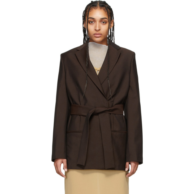 ACNE STUDIOS ACNE STUDIOS BROWN WOOL MOHAIR BELTED BLAZER