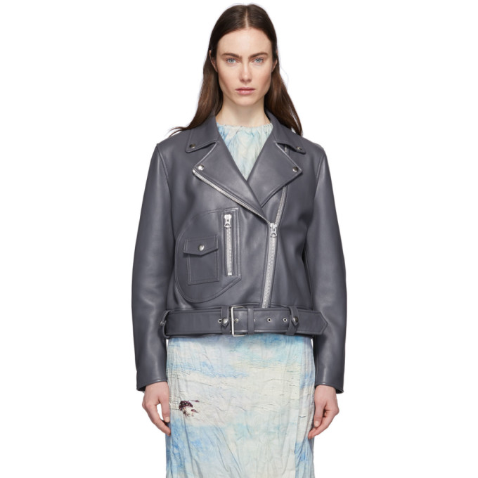 ACNE STUDIOS ACNE STUDIOS GREY LEATHER BIKER JACKET