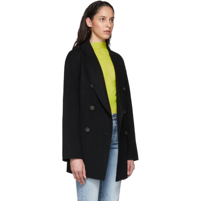 ACNE STUDIOS ACNE STUDIOS BLACK WOOL DOUBLE-BREASTED COAT