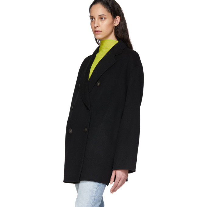 ACNE STUDIOS ACNE STUDIOS BLACK WOOL DOUBLE-BREASTED COAT