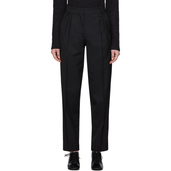 ACNE STUDIOS ACNE STUDIOS BLACK SUMMER WOOL PLEATED TROUSERS