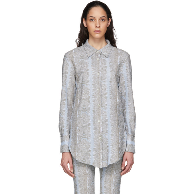 ACNE STUDIOS ACNE STUDIOS BLUE JACQUARD JERSEY SHIRT